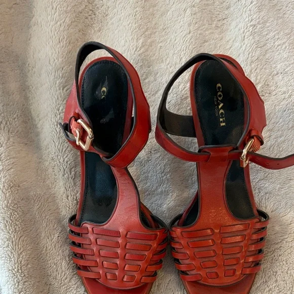 Coach Red Strappy Sandals - Picture 2 of 3